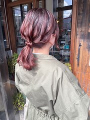 美髪カラー/ピンクカラー/ヘアアレンジ