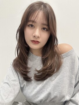 マレットヘアハイライト髪質改善オリーブグレーココアベージュ