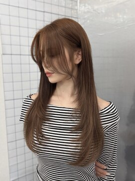 ロムーク 表参道(LOMKH) ロングレイヤーカット顔周りシールエクステ秋ヘーゼルグレージュ