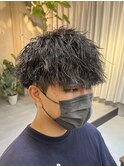 刈り上げマッシュ×ツイストパーマ×ハイライト
