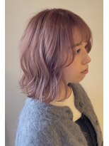 ニコ ヘアリラクゼーション(Nico hair relaxation)&nbsp;大人可愛いウェーブショート20代30代ピンク系カラー ボブパーマ
