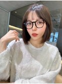 前髪顔周りレイヤーカット×切りっぱなしボブ×美髪髪質改善