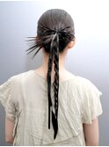 カチモリヘア☆編みたらし推し活推しカラー三つ編みヘアセット