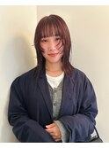 顔周りカット／顔周りレイヤー／レイヤーカット／暖色カラー