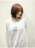 切りっぱなしボブ × オリーブブラウン
