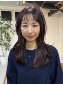 ロングレイヤーカット×暖色カラー