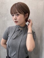 ラベル 渋谷(LAVEL) シースルーひし形ショートボブくびれレイヤーブラウンカラー