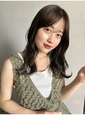 くびれヘア/顔周り/韓国/レイヤーカット/黒髪/ミディアム/横浜