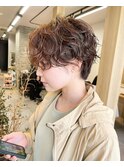 ショートボブパーマ20代30代40代イヤリングカラー大人