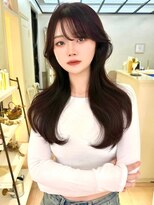 ピンクブラウン×韓国ヨシンモリヘア