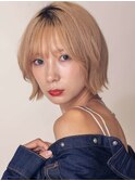 イメチェン/ホワイトブロンド/外ハネボブ/美髪/吉祥寺