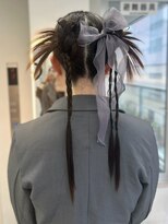 ロイオブジゼル(roi of GiseL)&nbsp;編みおろしポニー　リボン　結婚式　ライブ　同窓会　20代30代