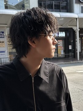 ハピネスフィール 宇治店(Happiness FEEL) マッシュウルフ波巻きパーマセンターパートシャドウパーマ