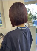 切りっぱなしボブ×ピンクブラウン×タッセルボブ