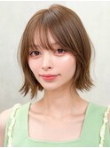 前髪イメチェンピンクベージュクールショートレイヤーカット