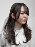 岐阜顔まわりレイヤーロングミルクティーベージュ20代