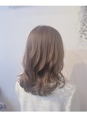 20代30代40代大人可愛いロブヘアーピンクミルクティ
