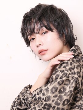 ヨファ ヘアー 芦屋店(YOFA hair) ニュアンスパーマ黒髪ショートウルフボブベース1106