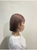 ぷつっとボブ×ピンクベージュカラー