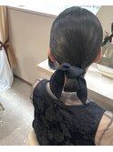 艶々タイトリボンアレンジ♪韓国シニヨン 韓国ヘア