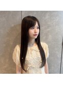 黒髪ロング10代20代プルエクステストレート仕上げ