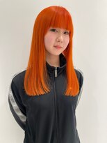 レノ(RENO)&nbsp;ハイトーンブリーチビビットオレンジ暖色カラーぷつっとカット