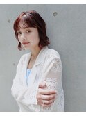 コテ巻きボブ／ニュアンスボブ／暖色カラー