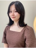 外ハネ 顔周りカット 艶髪 髪質改善 ダークアッシュ 透明感
