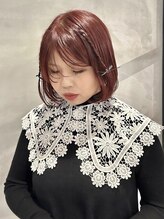 ハレ(hale)&nbsp;ピンクカラー 丸みボブ シースルーバング 20代30代 美髪