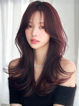 キャパ セントラル 天神 大名店(CAPA central) カシスレッド 韓国ヘア 顔周りカット レイヤーカット