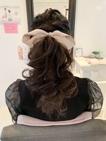 リボンヘア　ポニーテール　ドレスヘア　二次会　パーティー