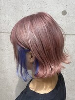 ヘアサロン ドットプラス 町田店(dot. plus)&nbsp;パールピンク×インナーブルー×外ハネボブ