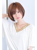 大人可愛い20代30代40代黒髪前下がりひし形小顔ボブ丸みショート