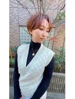 ホヌン 茅ヶ崎(Honnun)&nbsp;ピンクベージュのシースルーマッシュショート/茅ヶ崎