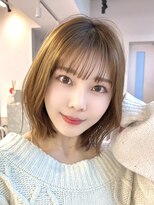 サンド ミュウ 横浜店(sand mieu) くびレイヤーボブルフネビージュ小顔ワンレンこなれミディ