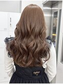 11447艶髪マロンベージュ姫カットレイヤー韓国風巻きグレージュ