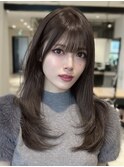 韓国ヘア ナチュラルミディアムレイヤー ワンカールグレージュ