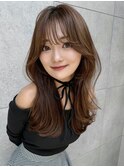 平野実花/くびれ/レイヤーカット/髪質改善/ブラウン/カラー