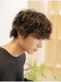ニュアンスパーマブルーブラックウルフシャドウパーマ渋谷原宿