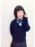 眉上バングが可愛い♪ナチュラルストレート