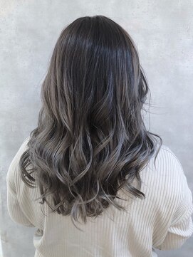 ムウ 難波(MOU) バレイヤージュグレージュカラーボブウルフココアベージュ