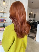 シェル 津山の手店(shel)&nbsp;20代30代40代デザインカラーブリーチピンクオレンジ艶髪