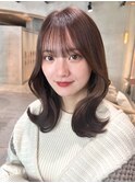 丸顔さんにおすすめ☆ひし形くびれセミディー☆グレージュ