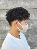 刈り上げショートマッシュツイストスパイラルパーマメンズ