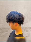 波巻きスパイラルパーママンバンヘアツーブロック黒髪札幌