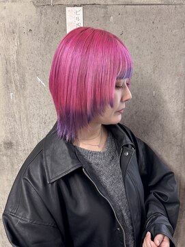 アジリ(agili) ショートウルフ/派手髪/ネオンカラー/裾カラー/ピンク/個性派