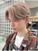 メンズミルクティーベージュコンマヘアアッシュグレージュカラー