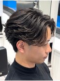 フェザーパーマ刈り上げマッシュパーマ黒髪ツーブロックビジネス