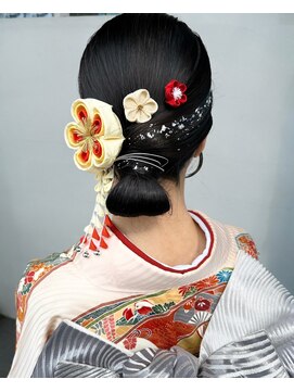 ガーデンヨコハマ(GARDEN YOKOHAMA) 着物 ヘアアレンジ タイトシニヨン セット 成人式 振袖 黒髪