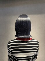 アンサム 下北沢店(UNSOME) 切りっぱなしボブ/ブルーブラック/ブリーチカラー